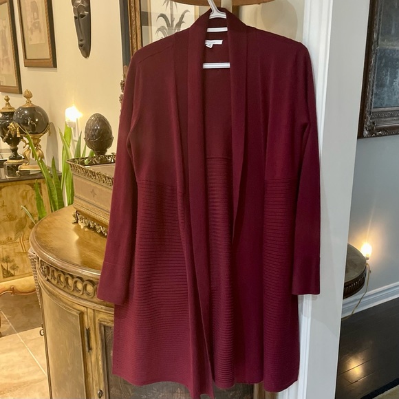 89th & Madison Burgundy Open Front Cardigan - Picture 1 of 11